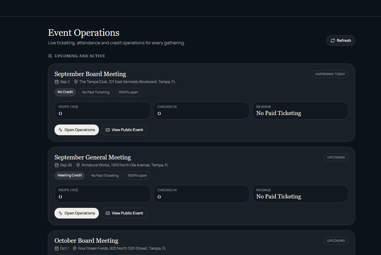 Event operations