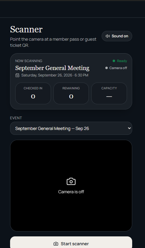 QR check-in scanner