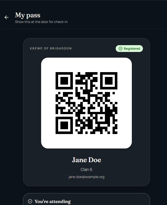 Digital Member Pass — example organization experience